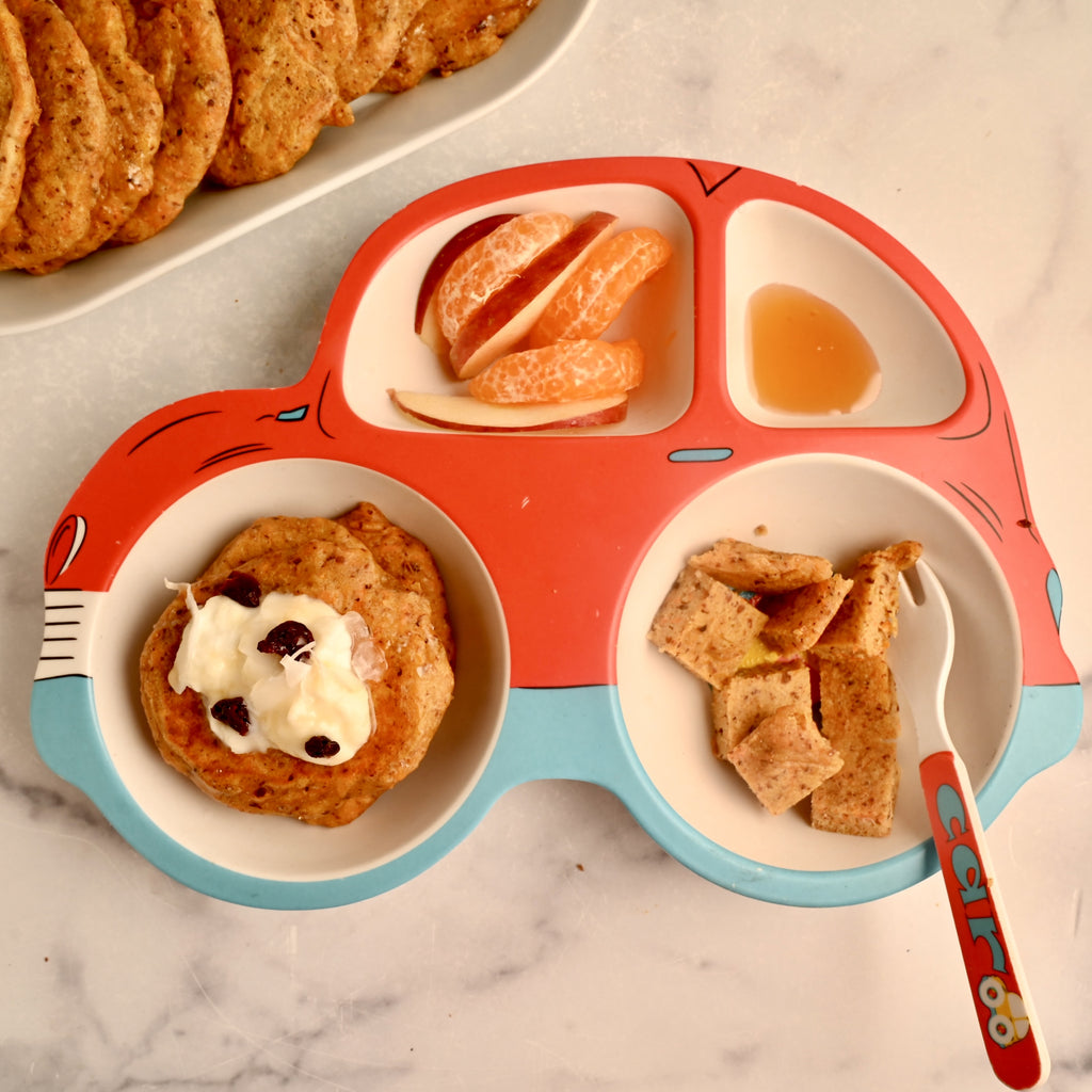 A mini stack of carrot cake pancakes