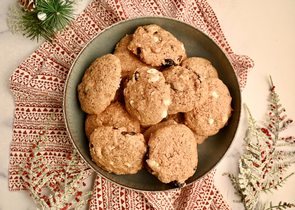 A plate of cranberry cookies