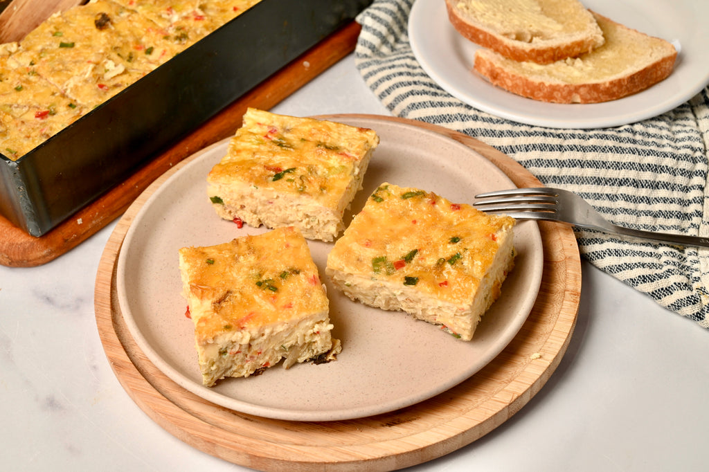 Hashbrown slices on a plate