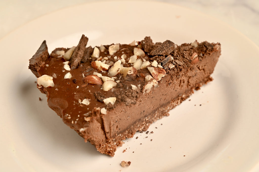 A slice of a chocolate tart
