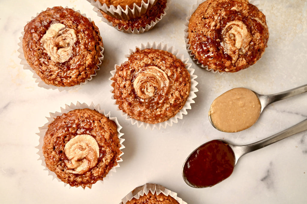 An above view of freshly baked muffins