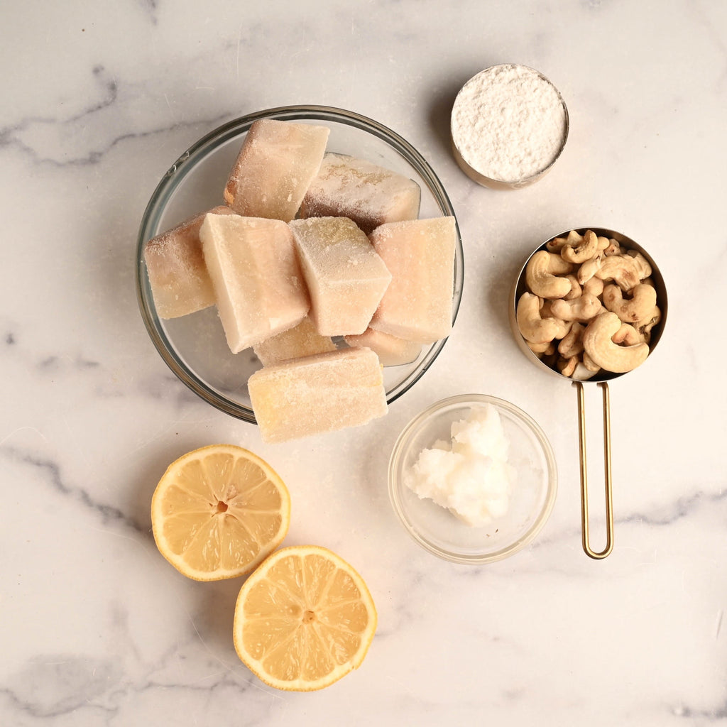 Raw ingredients in small glass bowls