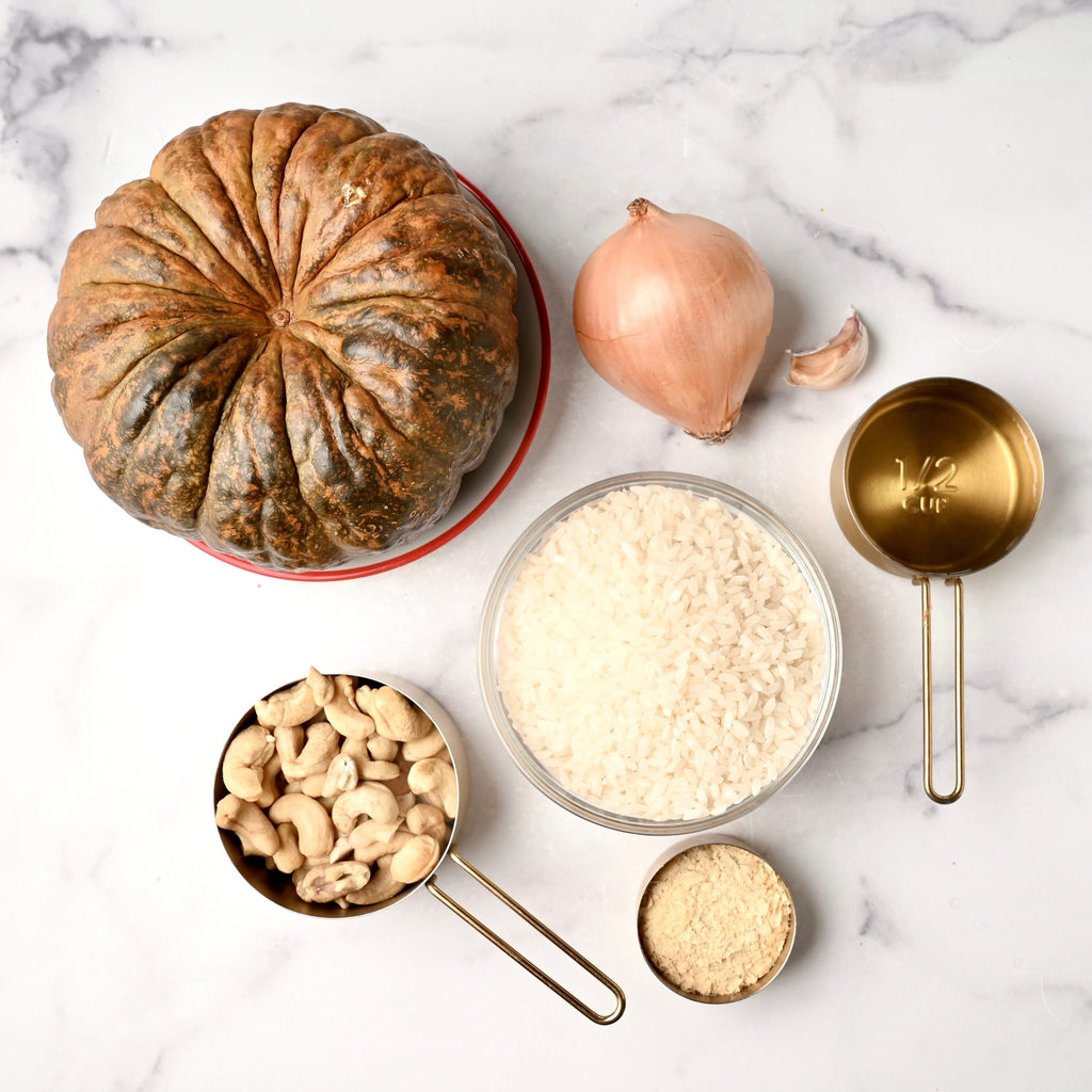 One large pumpkin and other raw ingredients