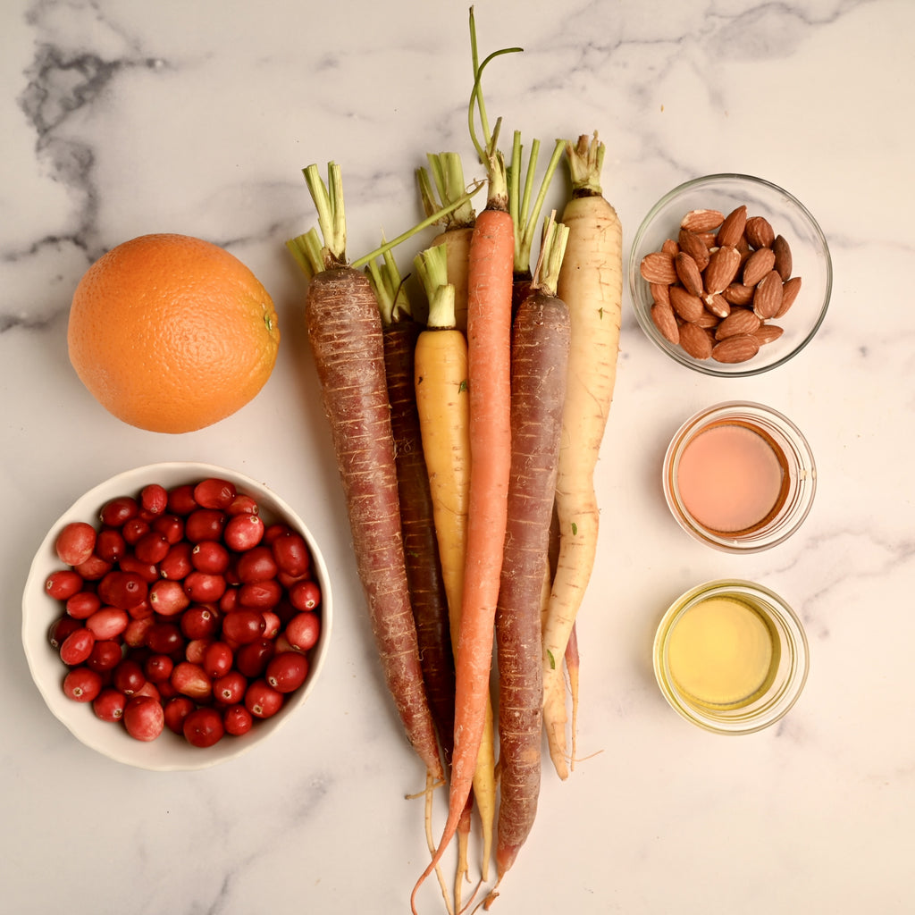 Raw vegetables on a kitchen countertop