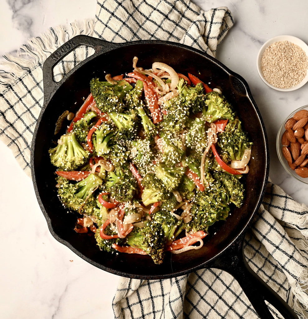 Skillet with vegetable stir fry