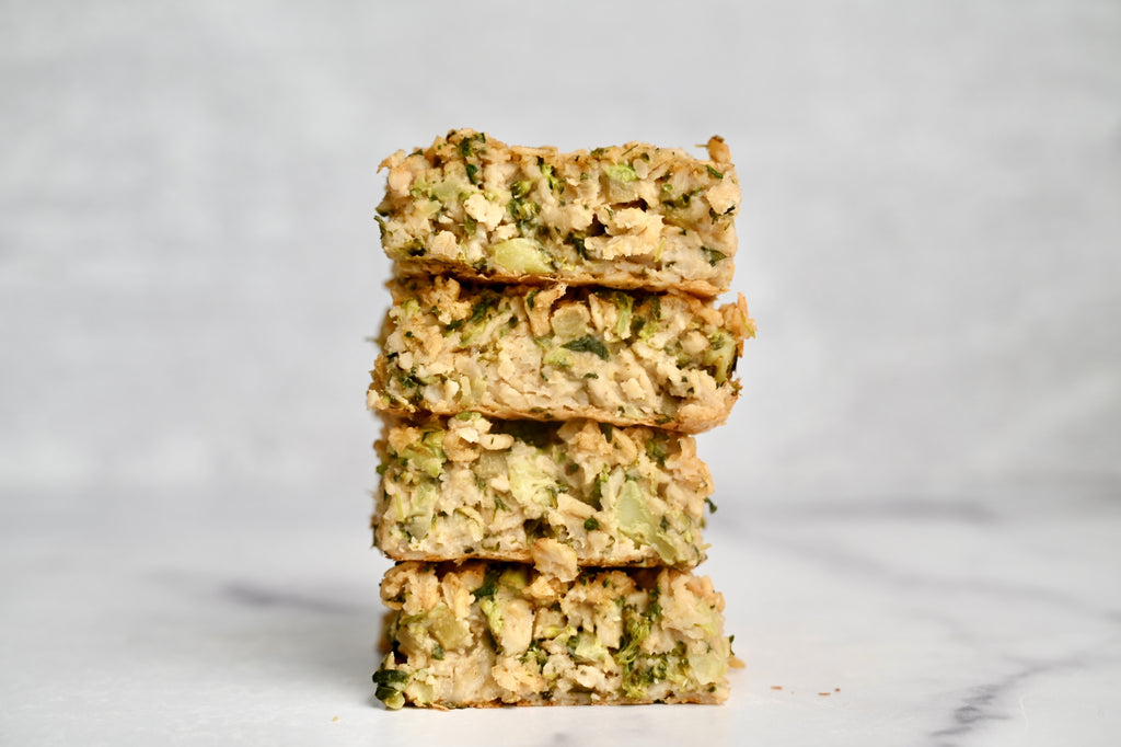 A stack of savory veggie oatmeal squares