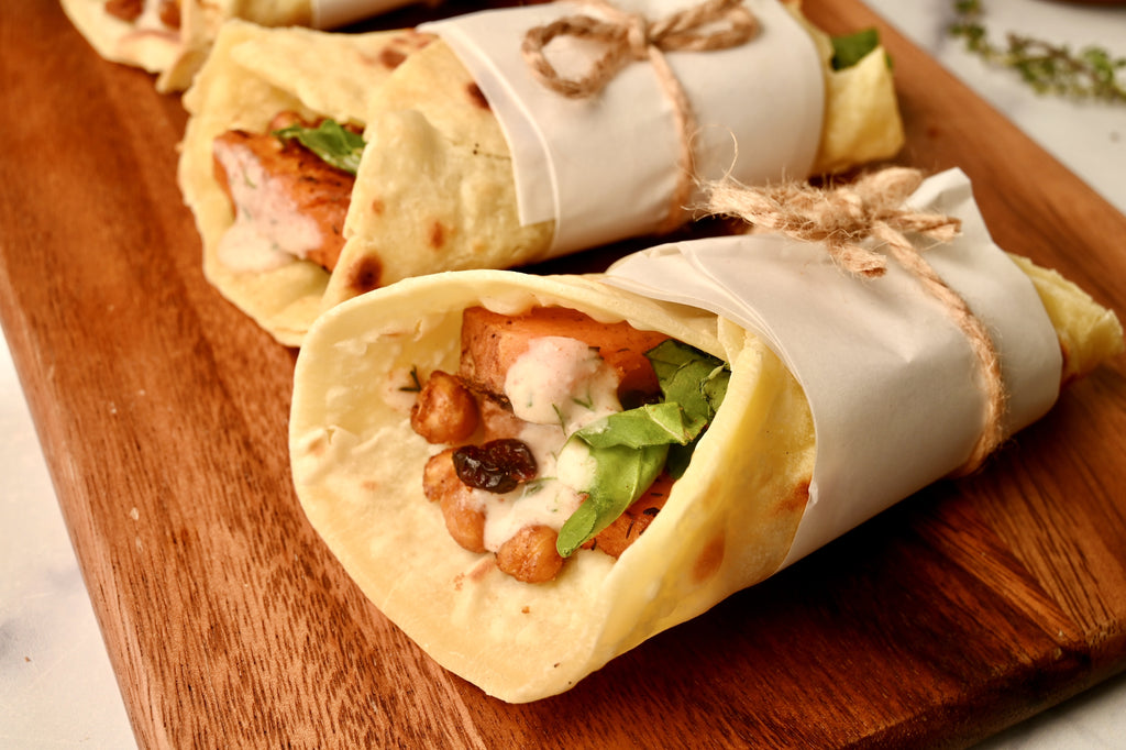 A close up of turkey wrap