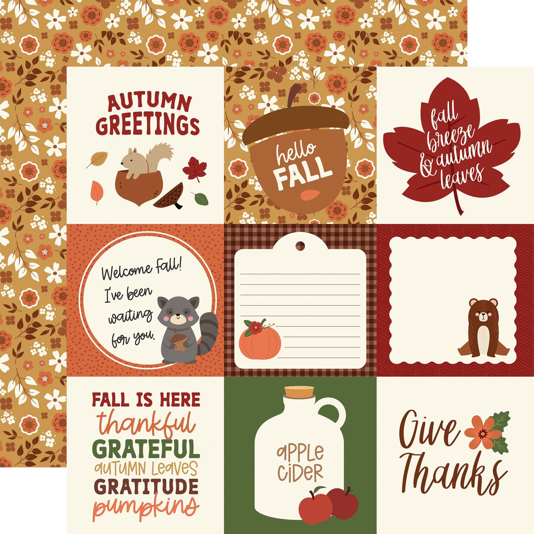 Autumn Greetings Themed Scrapbook Paper