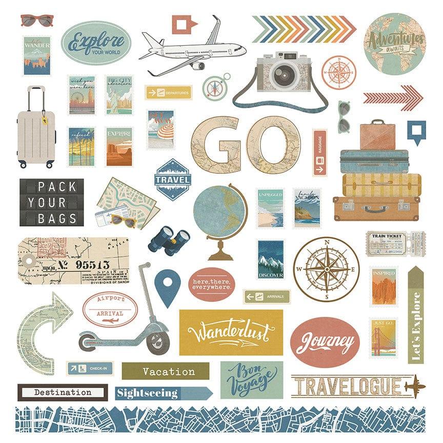 Travelogue Collection 12 x 12 Scrapbook Sticker Sheet by Photo Play Paper