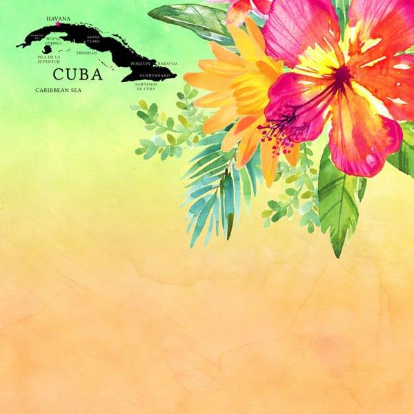 Scrapbook Customs  Tropical Flowers Sticker