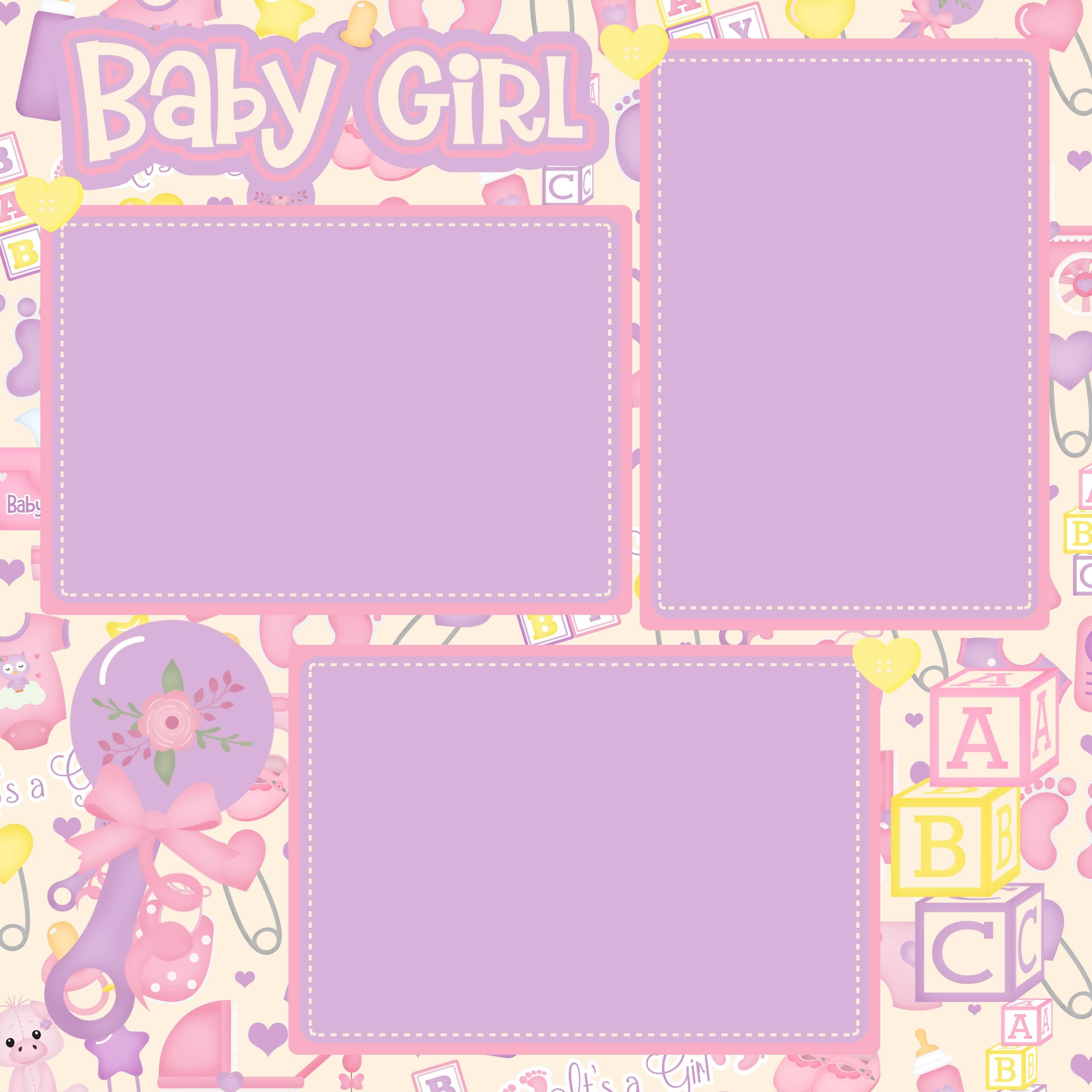 Baby Girl Digital Papers, baby shower backgrounds scrapbook