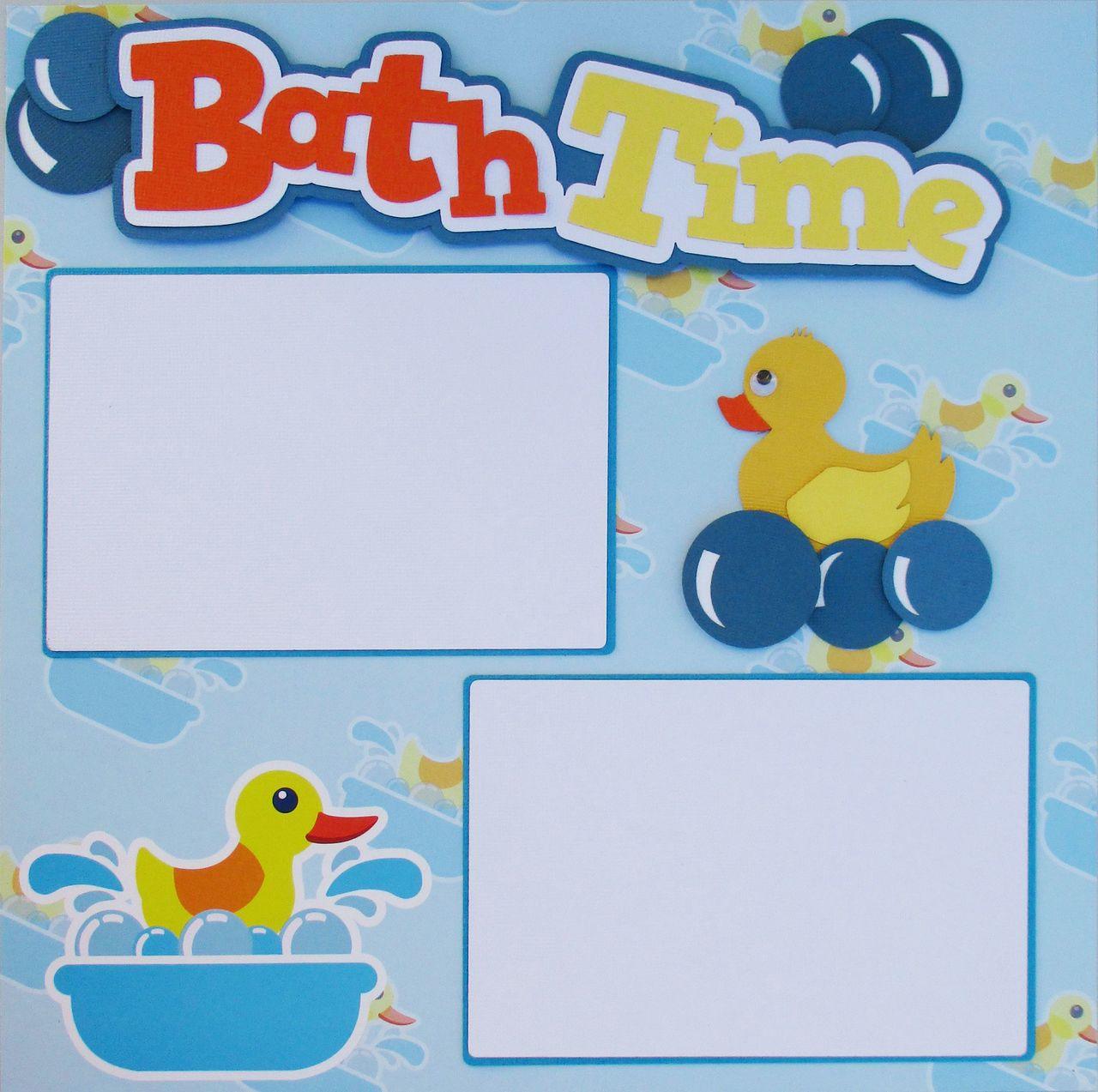 B is for Bubble Bath 12x12 Baby Book Scrapbook Page. 12x12 Premade  Scrapbook Pages. 