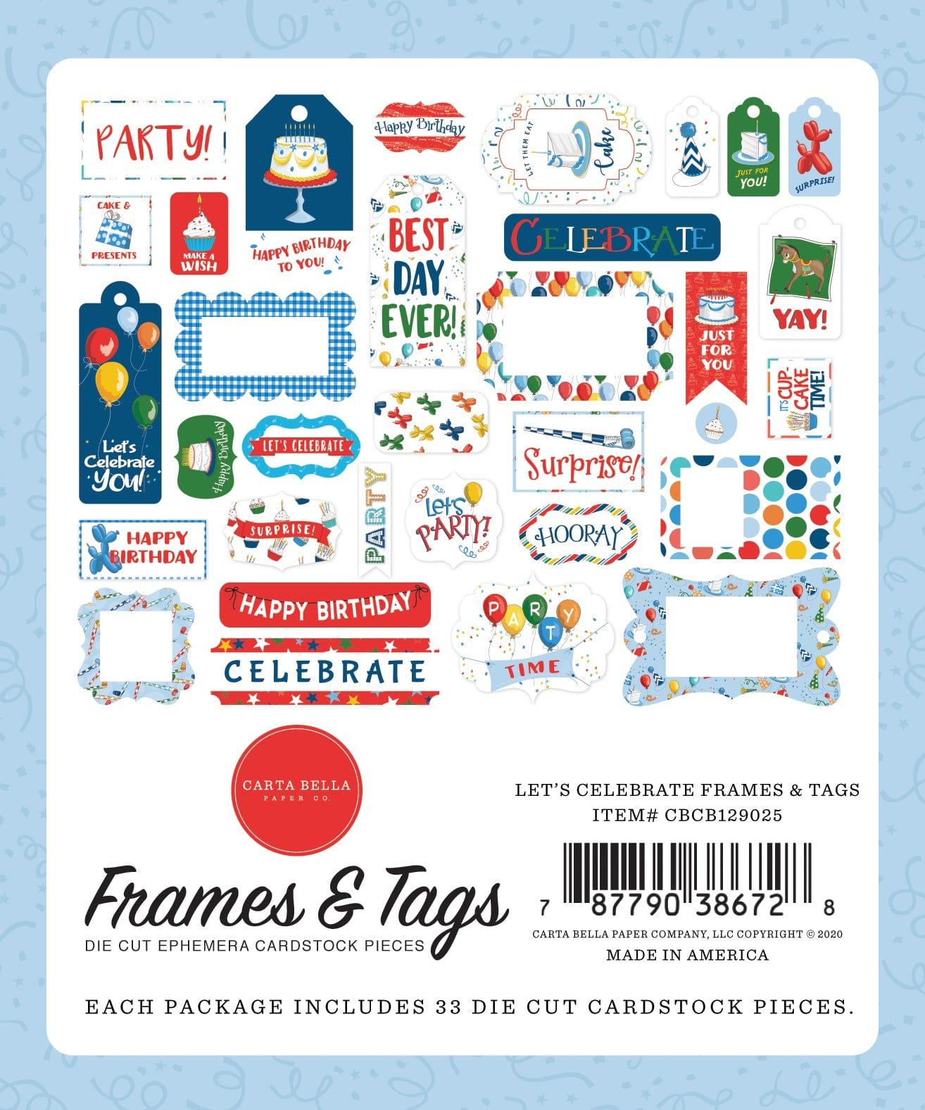 Carta Bella Paper Let's Celebrate Collection 12 x 12 Cardstock Stickers  Elements