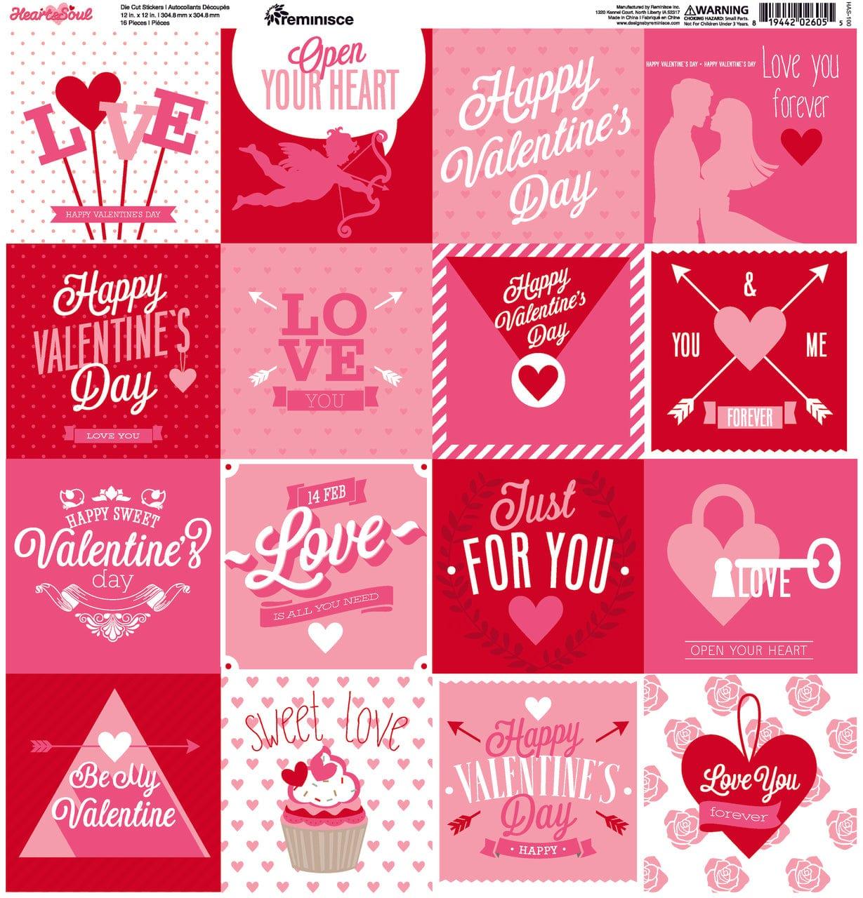 Be Mine Collection, Love DieCut Stickers, Glitter self-adhesive, scrapbook  stickers (Reminisce)<br><font color=red>