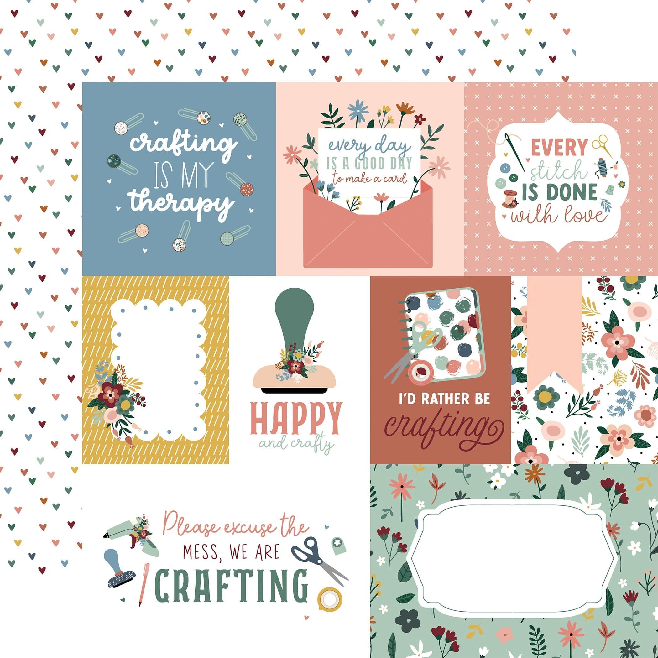 Echo Park Paper  Let's Create 3x4 Journal Cards Scrapbook Paper