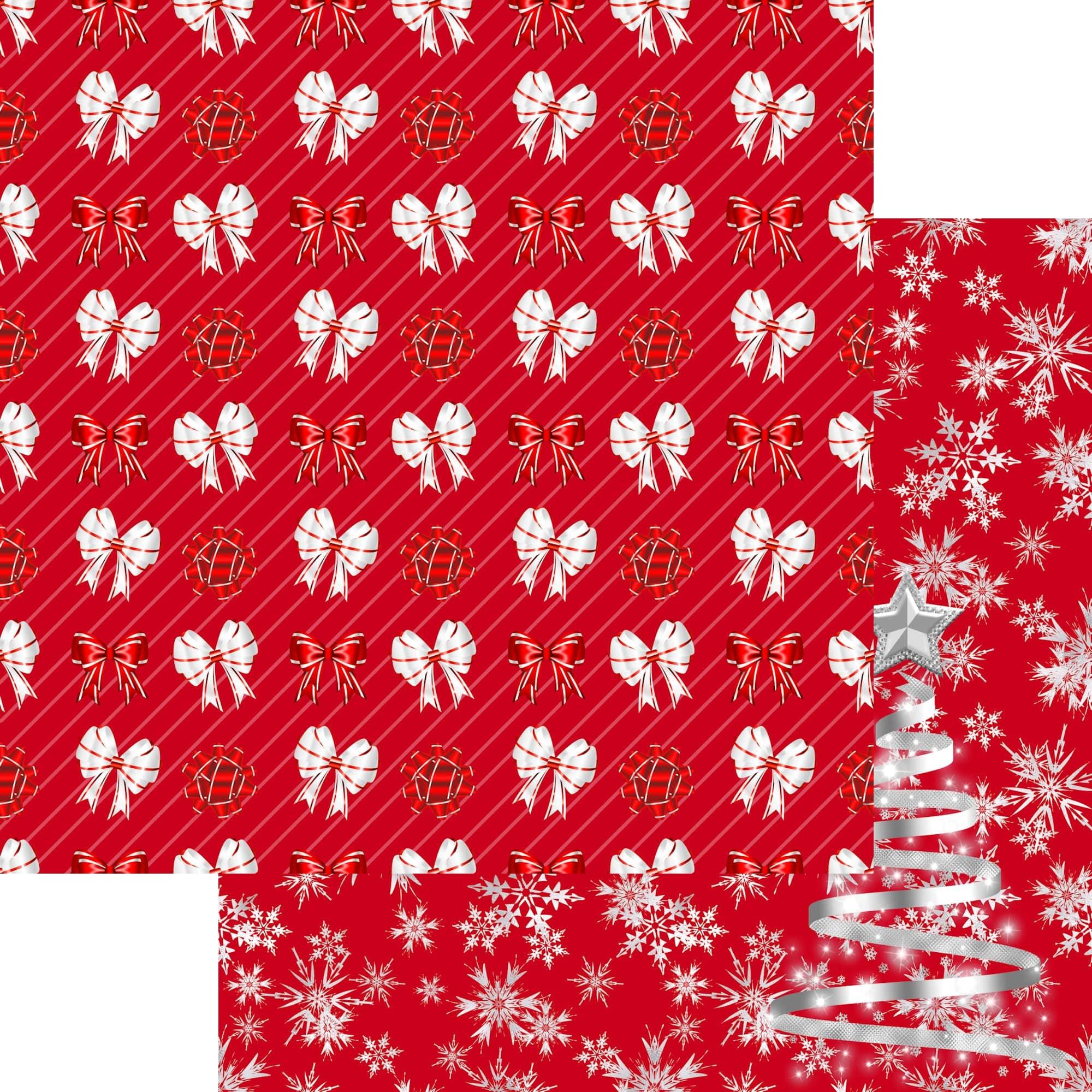 Scrapbooking Crafts 12X12 Paper DS Christmas Gold Dots Red Snowflakes  Repeats