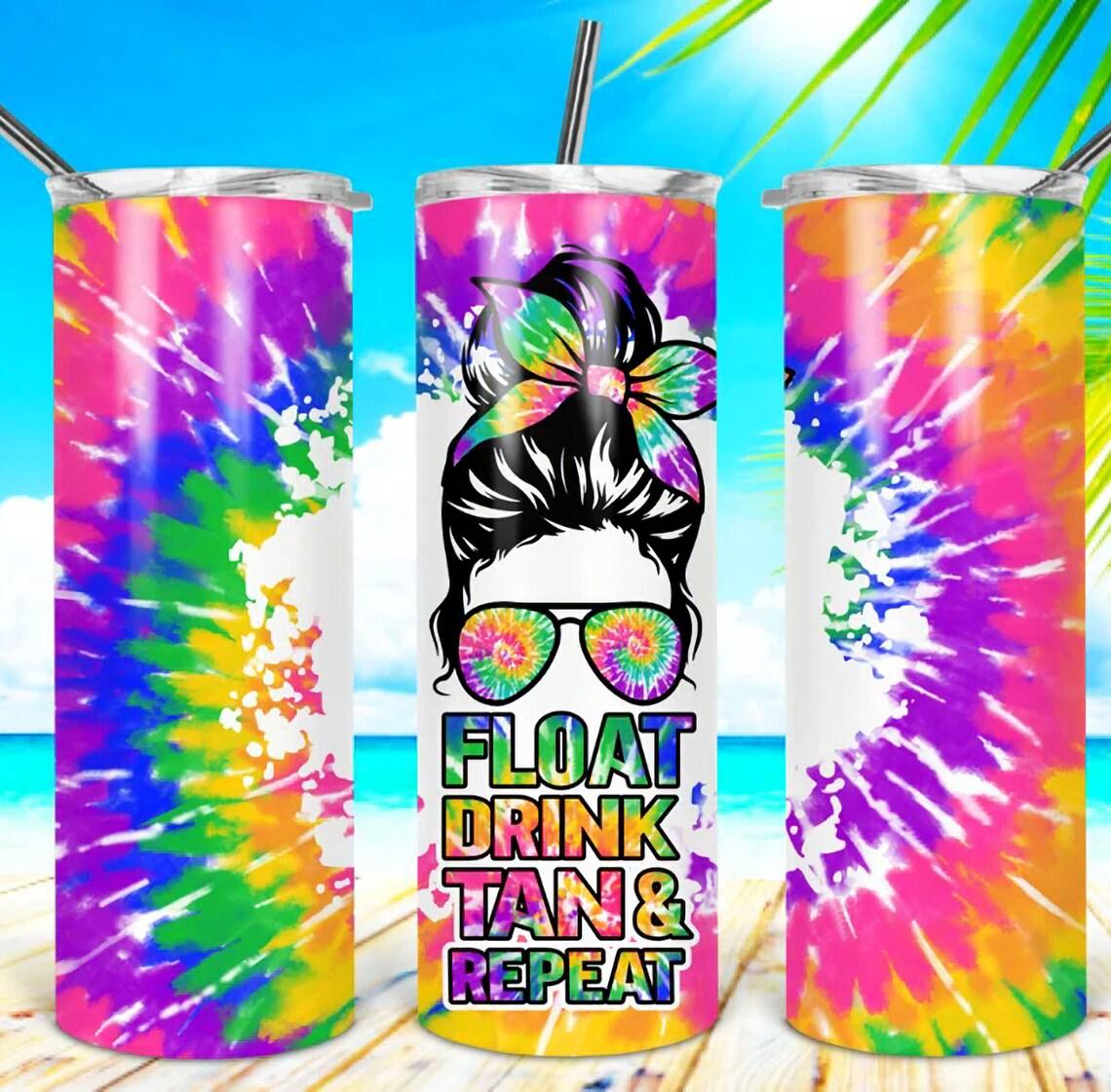 Float Drink Tan & Repeat Pinks Tumbler OR 4 in 1 Can Cooler – Emerald Isle  Design