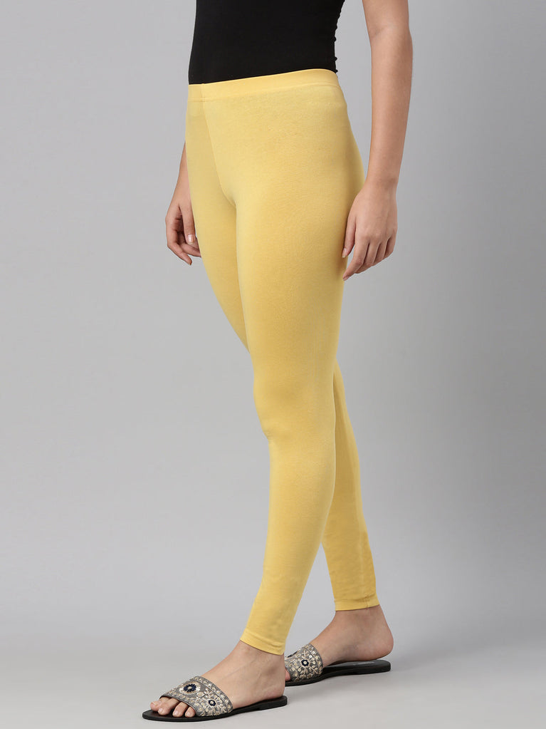 Yellow Microfiber Ankle Length Footless Tights Style# 1025 | We Love Colors
