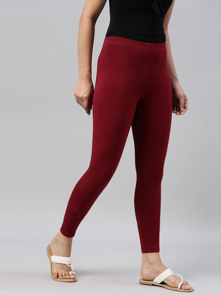 Metallic Maroon Shimmer Leggings