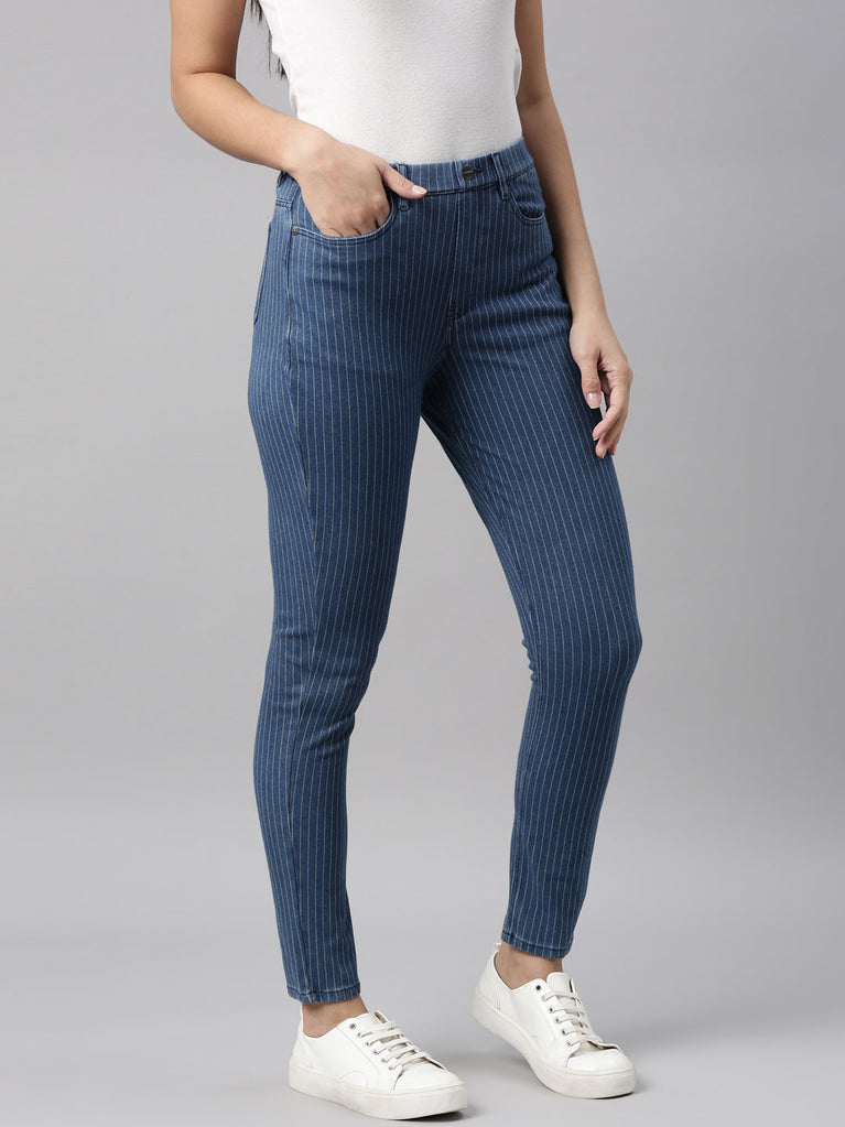 Girls Solid Blue Knit Jeggings – Cherrypick