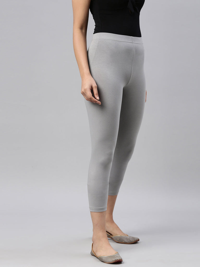 Women Solid Grey Ankle Length Leggings - Tall