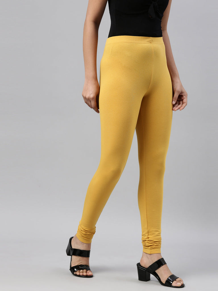 Women Yellow Cotton Churidar Leggings – Cherrypick