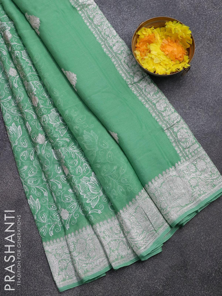 Pure Georgette Banarasi Saree - silver zari — The Handlooms