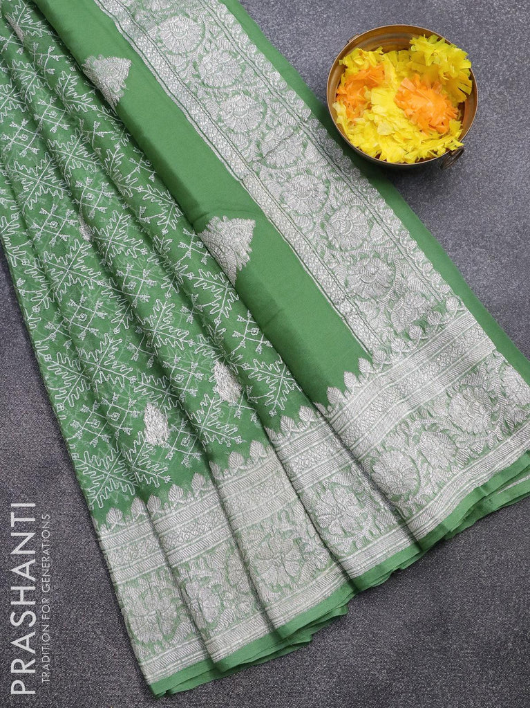 Emerald Green & Silver Striped Saree Design by Pranay Baidya at Pernia's  Pop Up Shop 2024