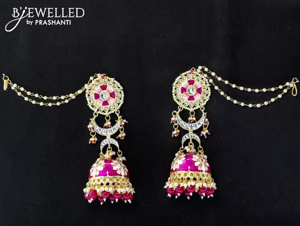 Green Light Pink Pearl Indian Jhumka Earrings | FashionCrab.com