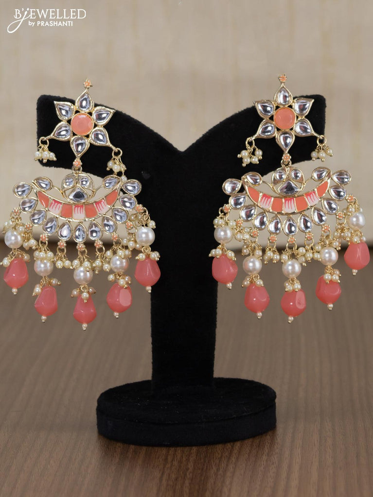 Indian Jewelry/gold Indian Earrings Tikka Set/indian Peach, Pink, Gajjri ,  Blue Chand Balli Earrings Jewellery/nasha Earrings - Etsy