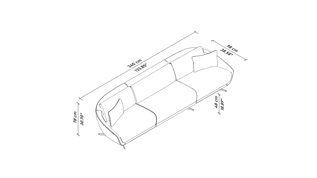 Podia Three Seater Sofa 133"