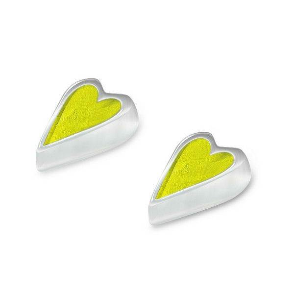 Lemon Sliced Pewter Heart Stud Earrings