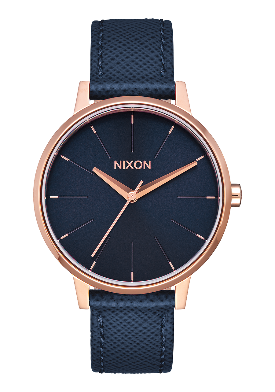 Nixon Reloj Kensington Piel - Azul marino/oro rosa product
