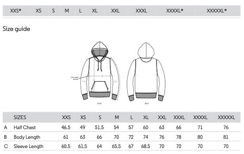 DOG.crew Hoodie - size guide