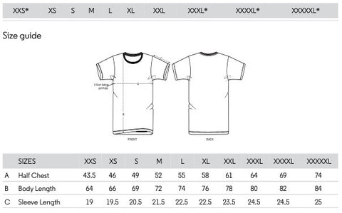 WOOF Shirt - size guide