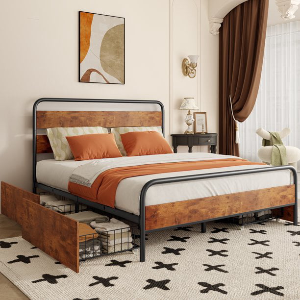 Bed Frame with 4 Drawer Storage
