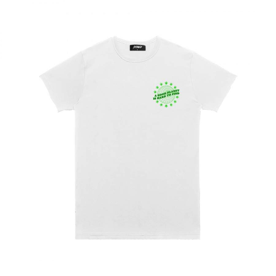 STONED EARTH DAY: PLANET T-SHIRT WHITE-Stoned & Co