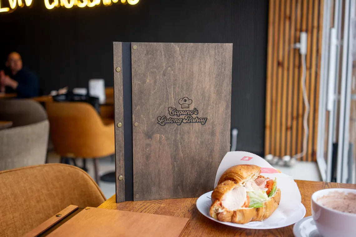 Personalized restaurant menu, Wood restaurant menu, Custom size menu cover, Engraved menu cover, Wooden menu folder