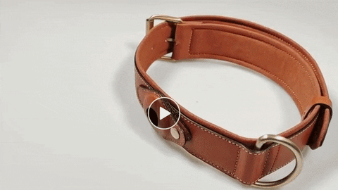 Discreet AirTag Dog Collar, Handmade Black & Brown Genuine Leather GPS  tracking