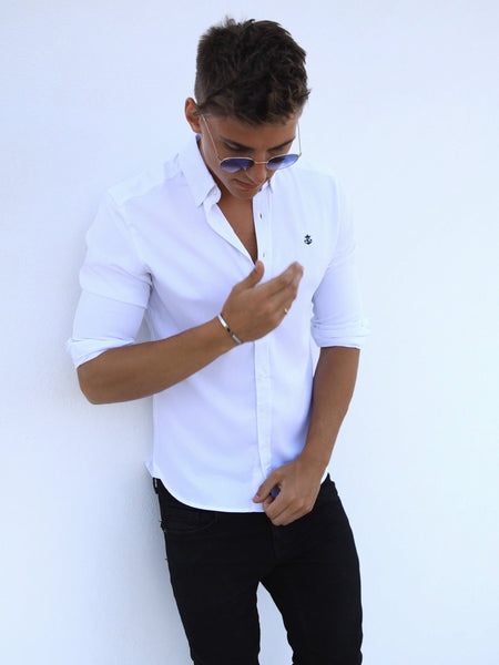 Buy Caspian Mens White Fitted Stretch Shirt – Blakely Clothing US