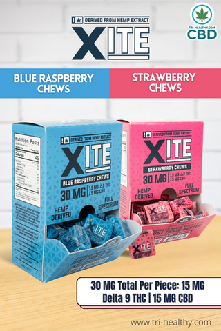 Tri-Healthy Patsys Xite Delta 9 THC Strawberry and Blue Raspberry Chews