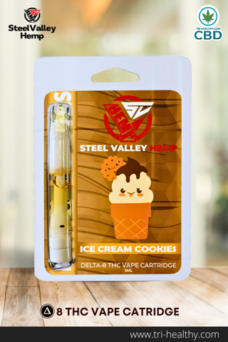 Steel Valley Hemp Delta 8 THC Cartridge Hybrid Ice Cream Cookies Vape
