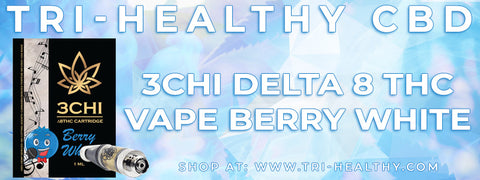 Tri-Healthy CBD 3Chi Delta 8 THC Vape Cartridge Berry White