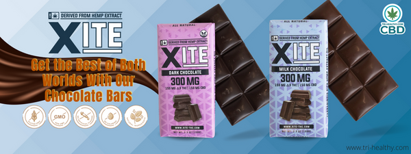 Tri-Healthy CBD Patsy's Xite Delta 9 THC Milk & Dark Chocolate Bar