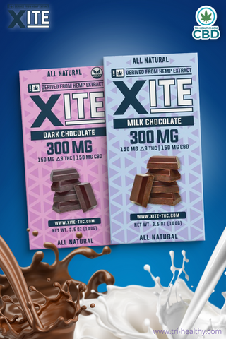 Patsys Xite Delta 9 THC Ratio Milk and Dark Chocolate Bar