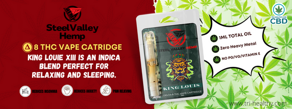 Steel Valley Hemp Delta 8 THC Cartridge Indica King Louis Vape