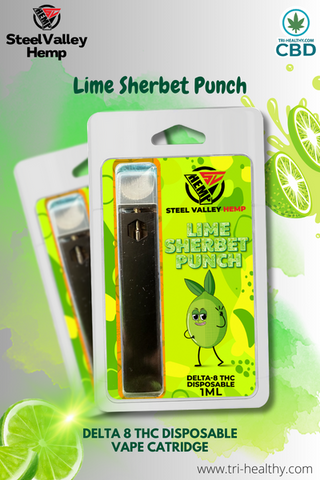 Steel Valley Hemp Delta 8 THC Indica Lime Sherbet Punch Disposable Vape