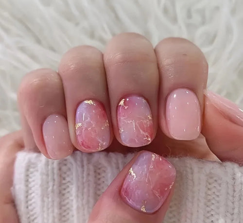 Shared by 𝒟𝑒𝓋𝑒𝓃𝓎. Find images and videos about pink, nails and gold  on We Heart It - the app to get lost… | Marble nail designs, Long acrylic  nails, Gel nails