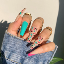 Load image into Gallery viewer, Pink Teal Leopard Nails | Pink Teal False Nails | Nail Candi Boutique
