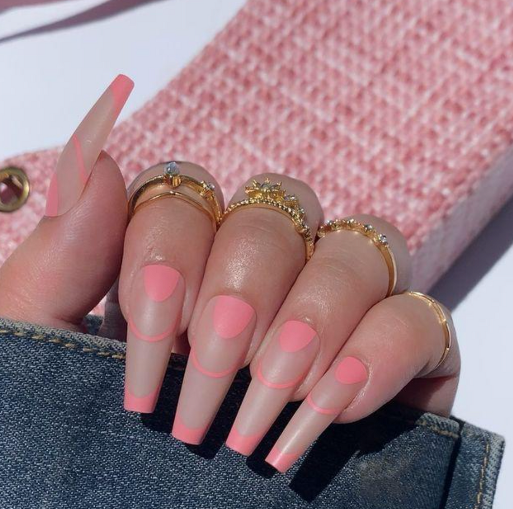 Negative Pink French Nails Ellie